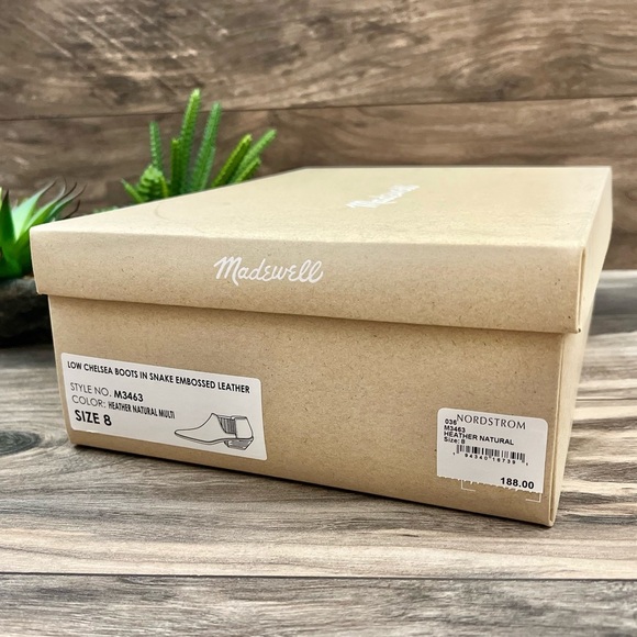 NIB Madewell Sonia Low Chelsea Western Ankle Bootie Snake Embossed Leather 8 - Picture 12 of 12